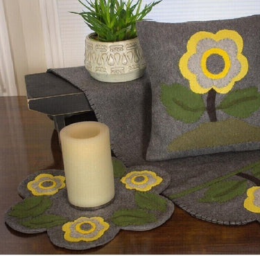 Yellow Flower Gray Candle Mat CMGP1013 - The Fox Decor